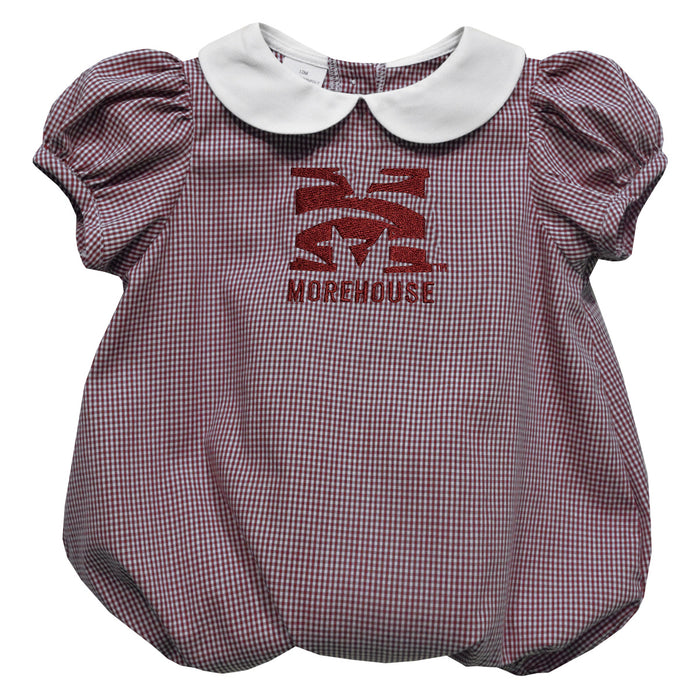 Morehouse College Maroon Tigers Embroidered Maroon Girls Baby Bubble Short Sleeve