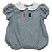 University of Miami Embroidered Hunter Green Gingham Girls Baby Bubble Short Sleeve