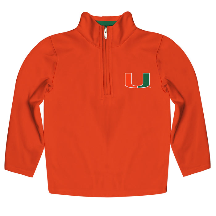 Miami Hurricanes Vive La Fete Game Day Solid Orange Quarter Zip Pullover Sleeves