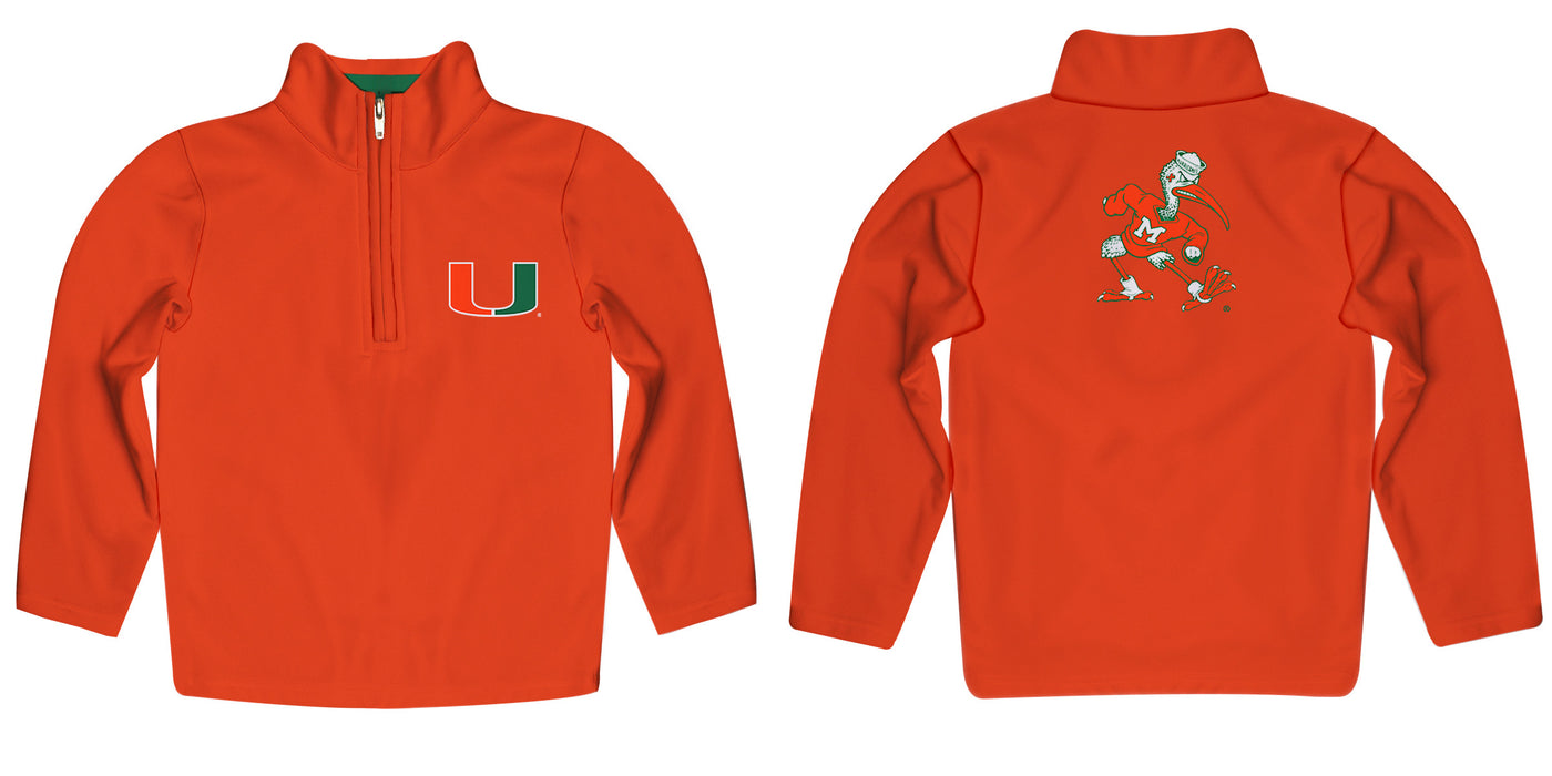 Miami Hurricanes Vive La Fete Game Day Solid Orange Quarter Zip Pullover Sleeves