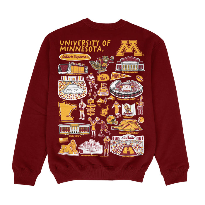 Minnesota Golden Gophers Hand Sketched Impressions Artwork Maroon Crewneck Sweatshirt for Women