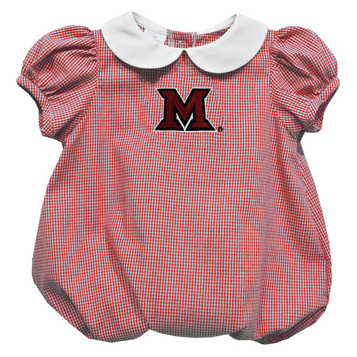 Miami Ohio RedHawks Embroidered Cardinal Red Girls Baby Bubble Short Sleeve