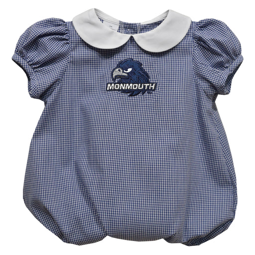 Monmouth Hawks Embroidered Navy Girls Baby Bubble Short Sleeve