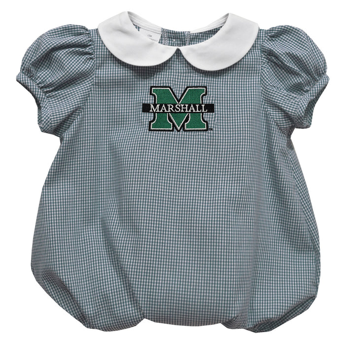 Marshall University Thundering Herd MU Embroidered Hunter Green Girls Baby Bubble Short Sleeve