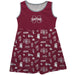 Mississippi State Bulldogs Sleeveless Tank Dress Girls Maroon Logo and Repeat Print Vive La Fete Impressions Artwork