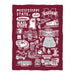 Mississippi State Bulldogs Maroon Hand Sketched Vive La Fete Impressions Artwork Plush Soft Minky Blanket 36 x 48