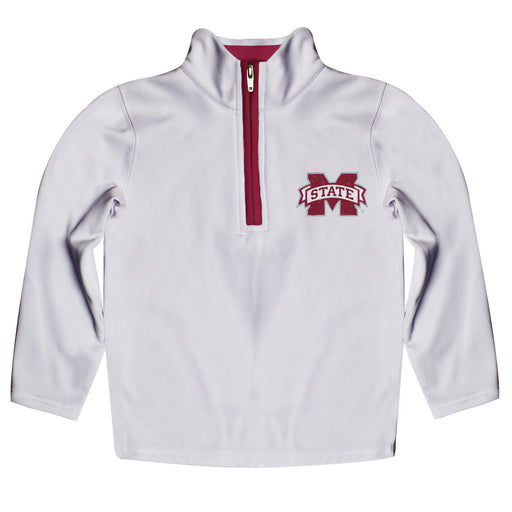 Mississippi State Bulldogs Hand Sketched Vive La Fete Impressions Artwork  White Quarter Zip Pullover V1