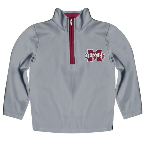 Mississippi State Bulldogs Hand Sketched Vive La Fete Impressions Artwork  Gray Quarter Zip Pullover V1