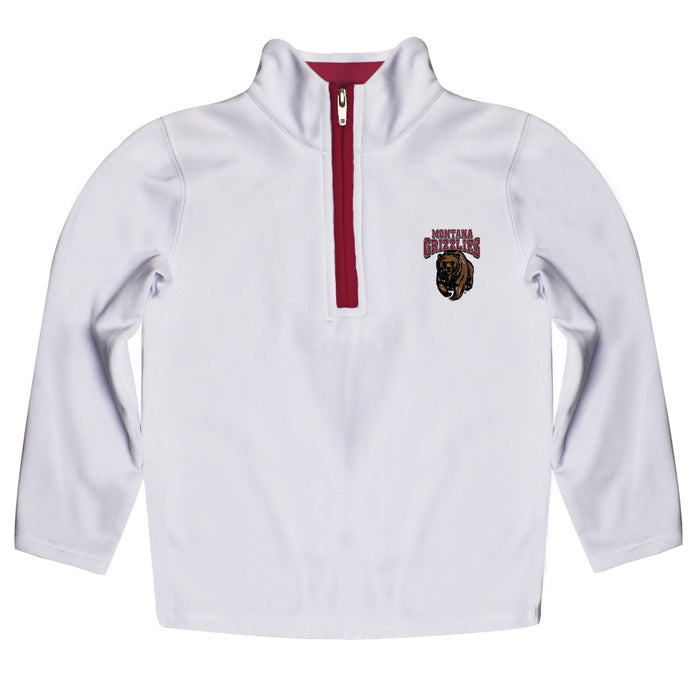 University of Montana Grizzlies Hand Sketched Vive La Fete Impressions Artwork  White Quarter Zip Pullover V1