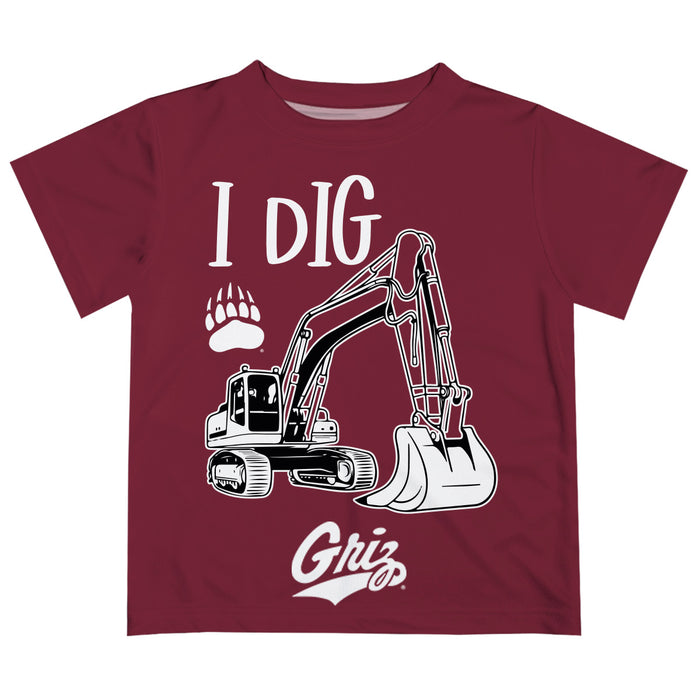 University of Montana Grizzlies Vive La Fete Excavator Boys Game Day Maroon Short Sleeve Tee