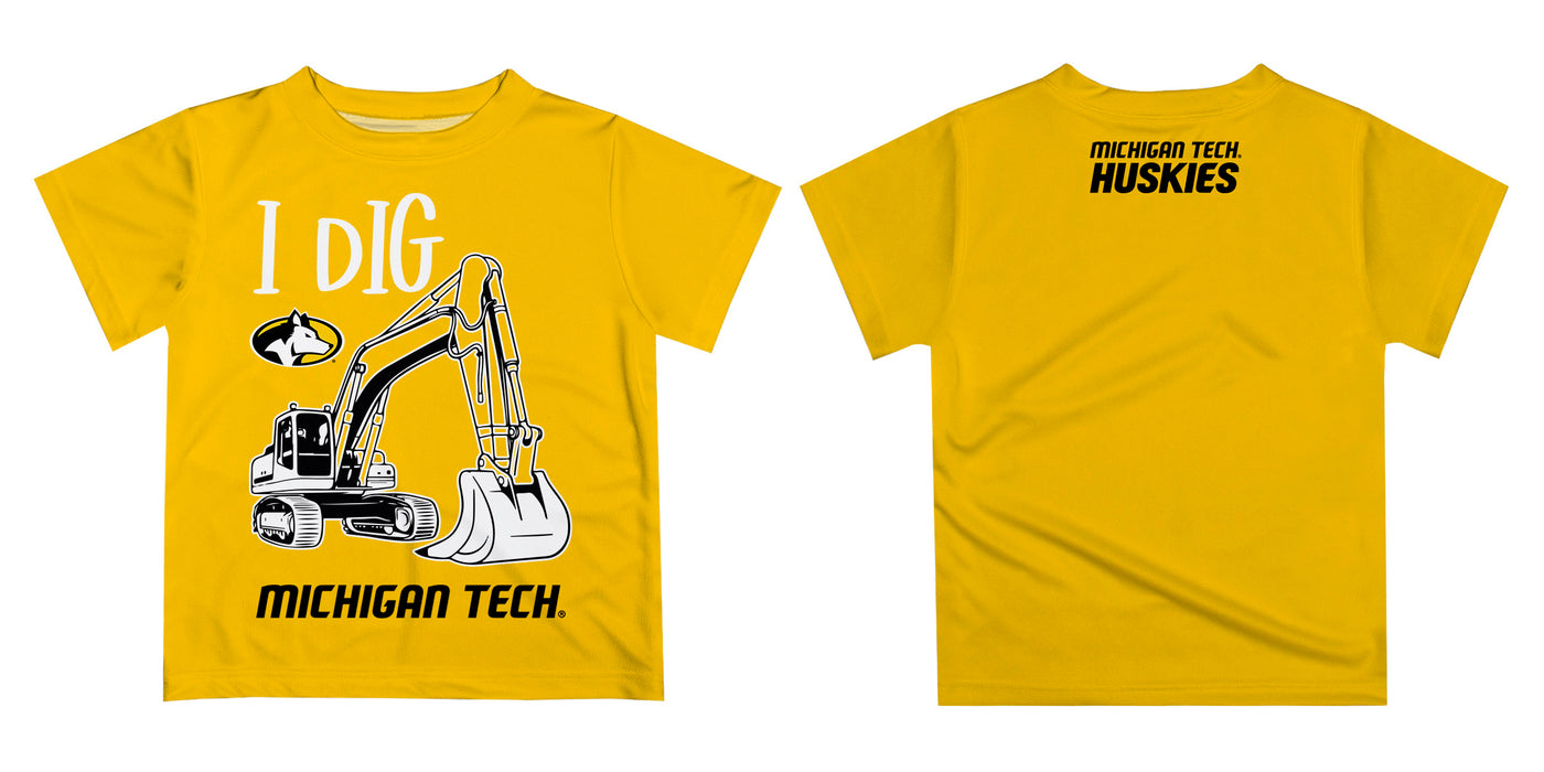 Michigan Tech Huskies MTU Vive La Fete Excavator Boys Game Day Gold Short Sleeve Tee - Vive La Fête - Online Apparel Store