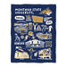 Montana State Bobcats MSU Navy Hand Sketched Vive La Fete Impressions Artwork Plush Soft Minky Blanket 36 x 48