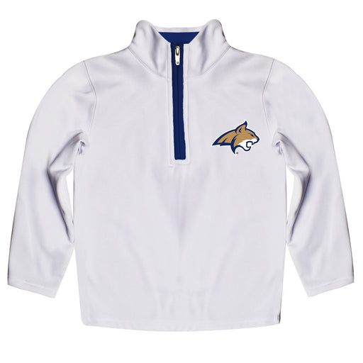 Montana State Bobcats MSU Hand Sketched Vive La Fete Impressions Artwork  White Quarter Zip Pullover V1