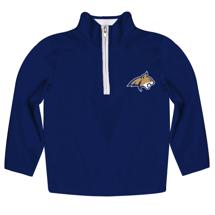 Montana State Bobcats MSU Hand Sketched Vive La Fete Impressions Artwork  Blue Quarter Zip Pullover V1