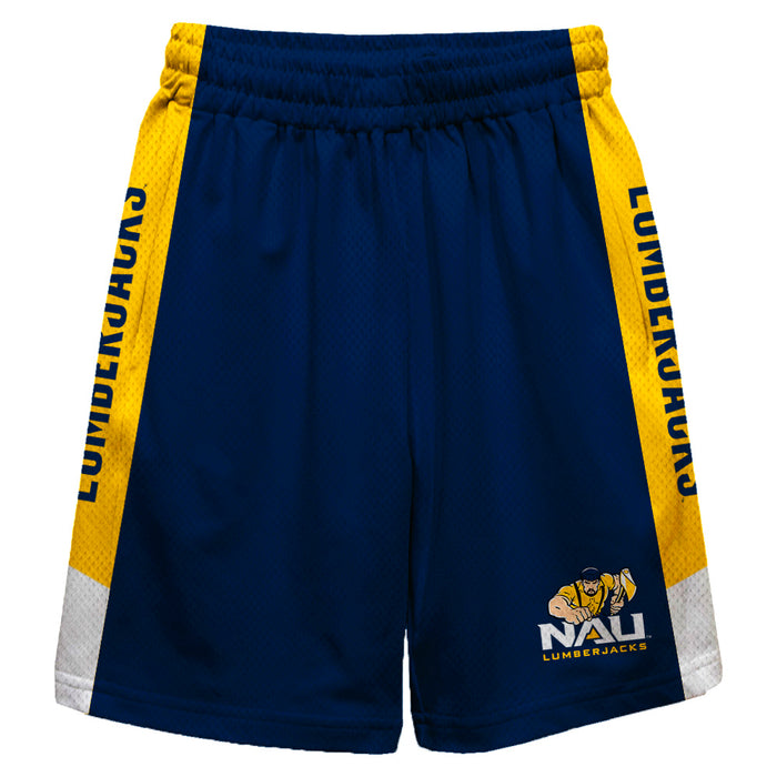 Northern Arizona Lumberjacks Vive La Fete Game Day Blue Stripes Boys Solid Gold Athletic Mesh Short