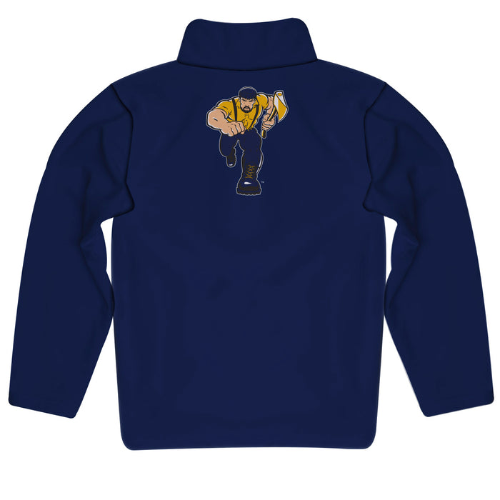 Northern Arizona Lumberjacks Vive La Fete Game Day Solid Navy Quarter Zip Pullover Sleeves