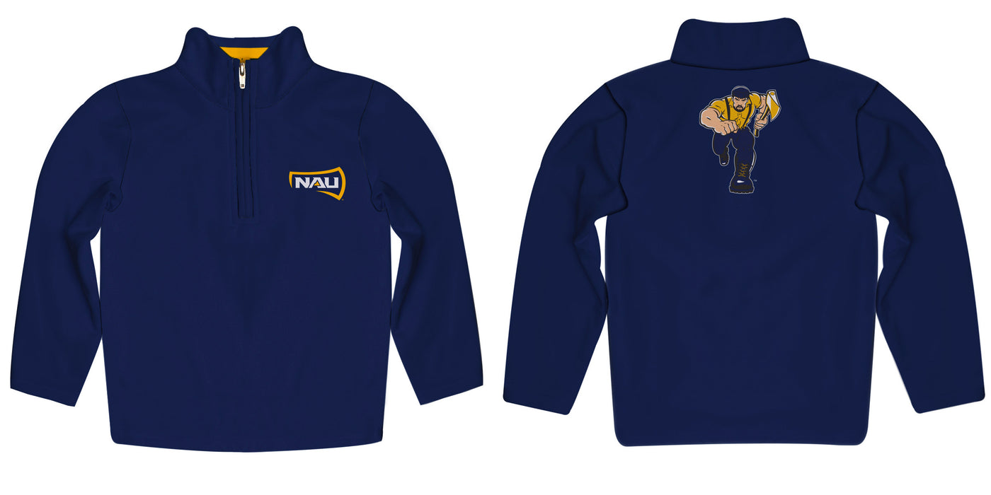 Northern Arizona Lumberjacks Vive La Fete Game Day Solid Navy Quarter Zip Pullover Sleeves