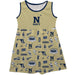 US Naval Academy Midshipmen Sleeveless Tank Dress Girls Gold Repeat Print Hand Sketched Vive La Fete Impressions