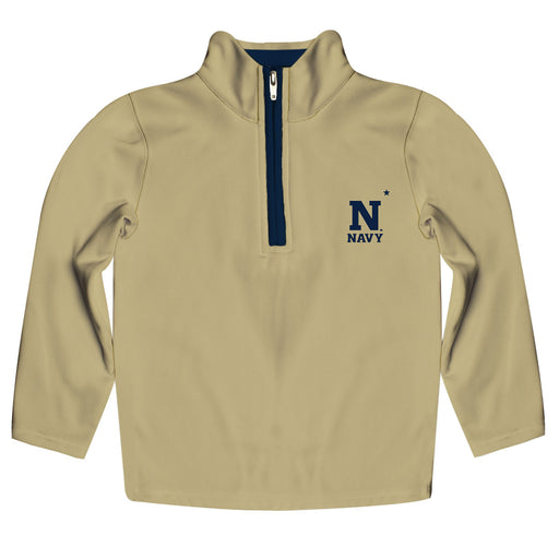 US Naval Academy Midshipmen Hand Sketched Vive La Fete Impressions Artwork Gold Quarter Zip Pullover V1