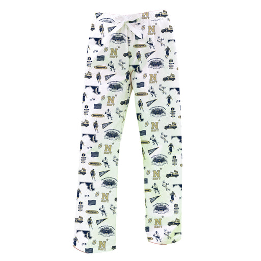 US Naval Academy Midshipmen Repeat Print Hand Sketched Vive La Fete Impressions Artwork Womens  White  Lounge Pants