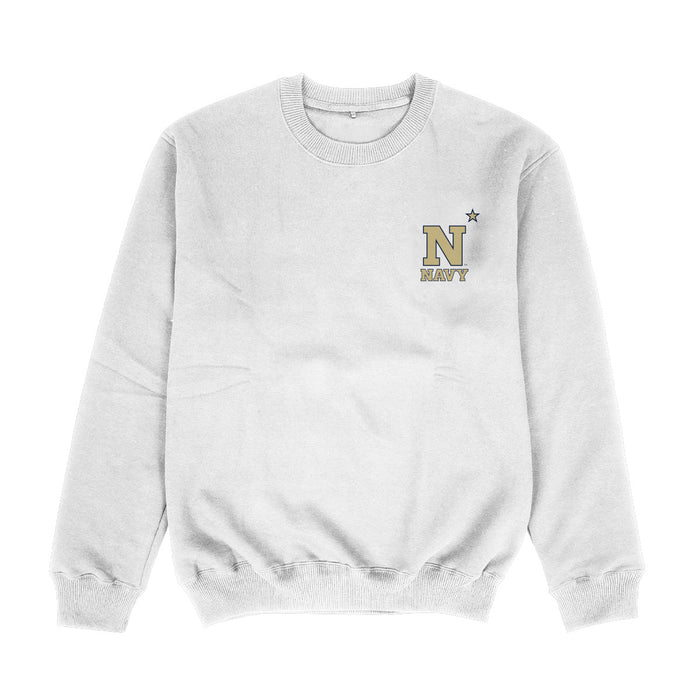 US Naval Academy Midshipmen Hand Sketched Vive La Fete Impressions Artwork Womens  White Crewneck Sweatshirt