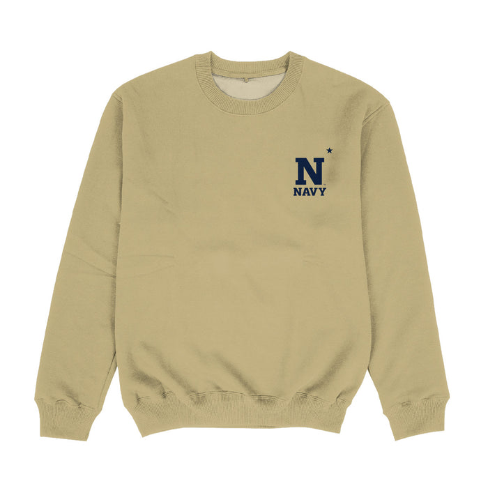 US Naval Academy Midshipmen Hand Sketched Vive La Fete Impressions Artwork Womens  Gold Crewneck Sweatshirt