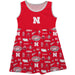 University of Nebraska Huskers Sleeveless Tank Dress Girls Red Repeat Print Hand Sketched Vive La Fete Impressions