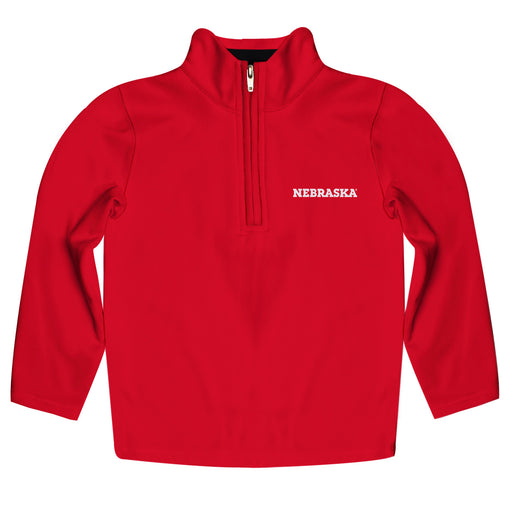 University of Nebraska Huskers Vive La Fete Game Day Solid Red Quarter Zip Pullover Sleeves