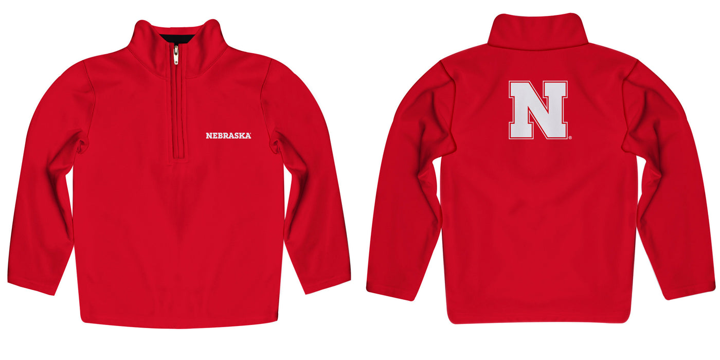 University of Nebraska Huskers Vive La Fete Game Day Solid Red Quarter Zip Pullover Sleeves