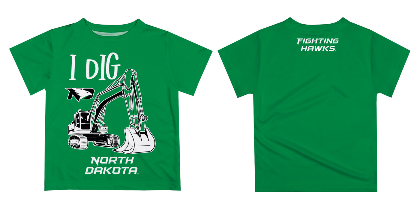 North Dakota Fighting Hawks Vive La Fete Excavator Boys Game Day Green Short Sleeve Tee - Vive La Fête - Online Apparel Store