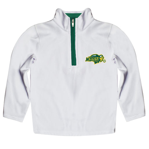 North Dakota Bison Hand Sketched Vive La Fete Impressions Artwork  White Quarter Zip Pullover V1