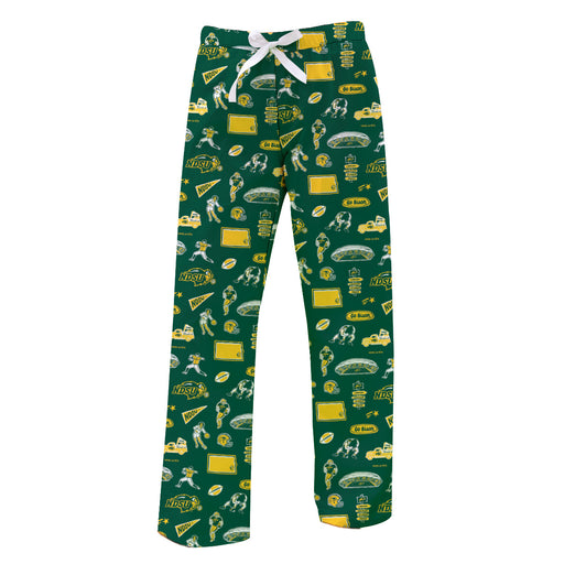 North Dakota Bison Repeat Print Hand Sketched Vive La Fete Impressions Artwork Womens  Green  Lounge Pants