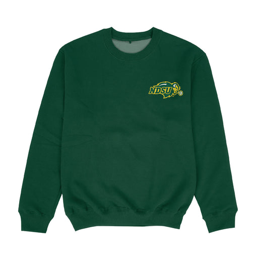 North Dakota Bison Hand Sketched Vive La Fete Impressions Artwork Womens  Green Crewneck Sweatshirt