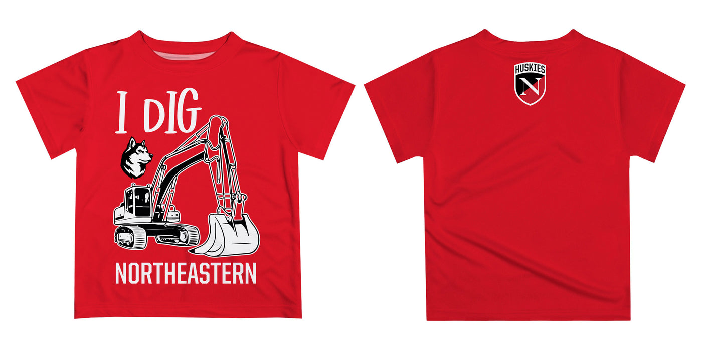 Northeastern University Huskies Vive La Fete Excavator Boys Game Day Red Short Sleeve Tee - Vive La Fête - Online Apparel Store