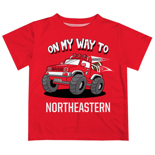 Northeastern University Huskies  Vive La Fete Monster Truck Boys Game Day Red Short Sleeve Tee