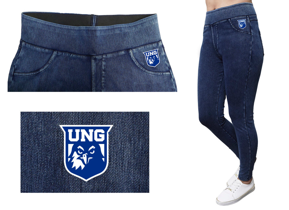 North Georgia Nighthawks Vive La Fete Game Day Collegiate Logo on Fake Pocket Women Blue Jeggings