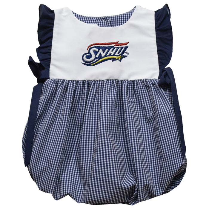 Southern New Hampshire Penmen Embroidered Navy Gingham Girls Bubble