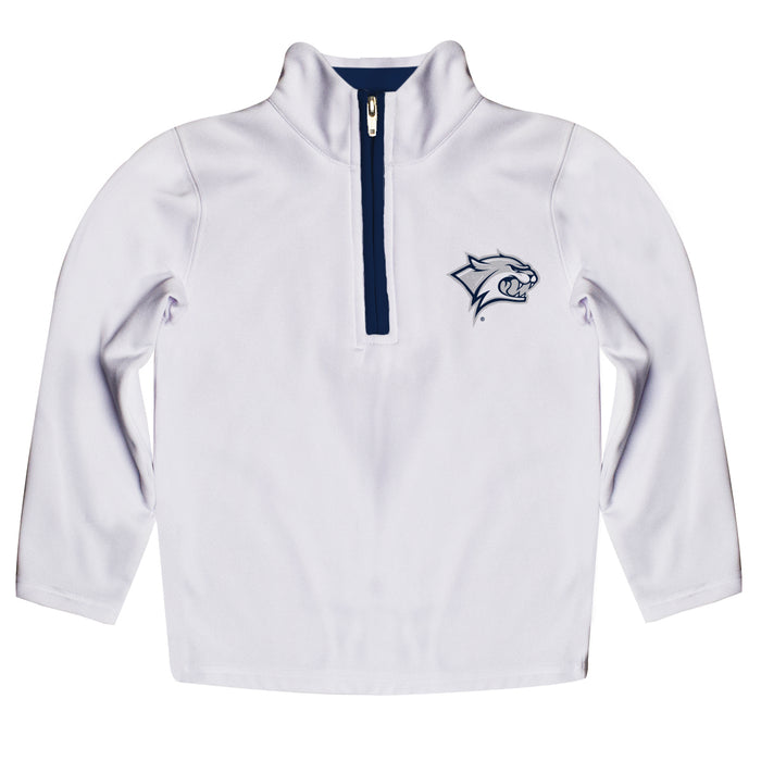 University of New Hampshire Wildcats UNH Hand Sketched Vive La Fete Impressions Artwork  White Quarter Zip Pullover V1