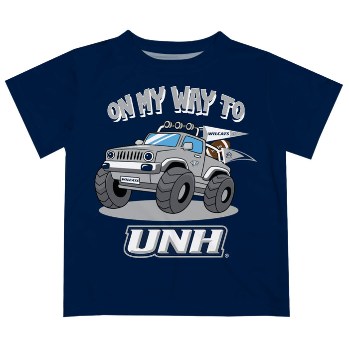 University of New Hampshire Wildcats UNH  Vive La Fete Monster Truck Boys Game Day Blue Short Sleeve Tee