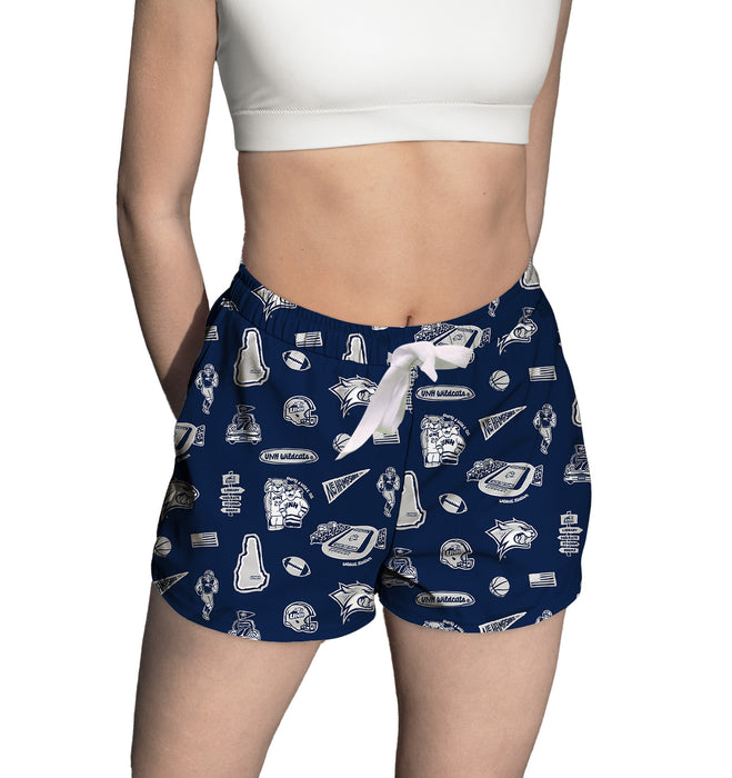 University of New Hampshire Wildcats UNH Repeat Print Hand Sketched Vive La Fete Impressions Artwork Womens Blue Lounge