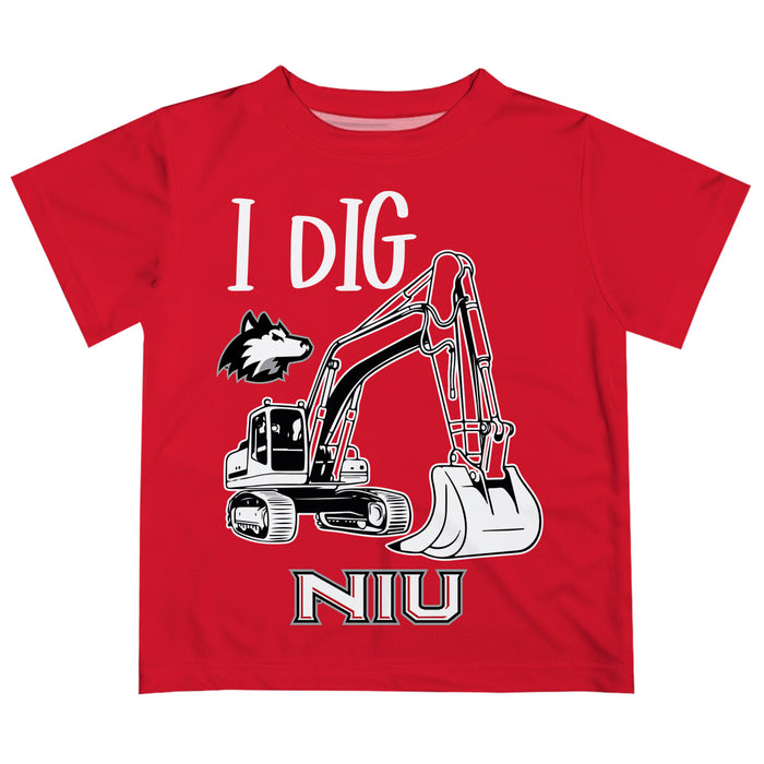 Northern Illinois Huskies Vive La Fete Excavator Boys Game Day Red Short Sleeve Tee