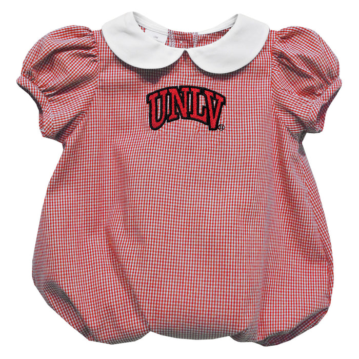 UNLV Rebels Embroidered Red Cardinal Gingham Baby Bubble Short Sleeve