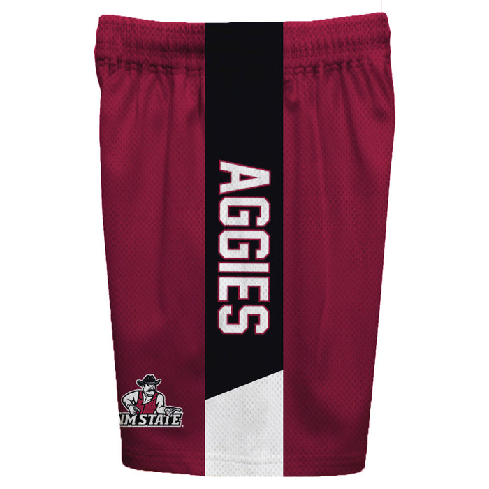 New Mexico State Aggies Vive La Fete Game Day Maroon Stripes Boys Solid Black Athletic Mesh Short - Vive La Fête - Online Apparel Store