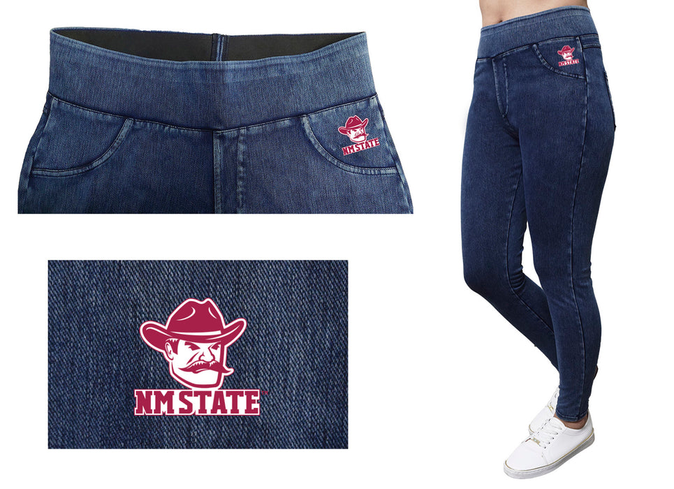 New Mexico State University Aggies, NMSU Aggies Vive La Fete Game Day Collegiate Logo on Fake Pocket Women Crimson Jeggi