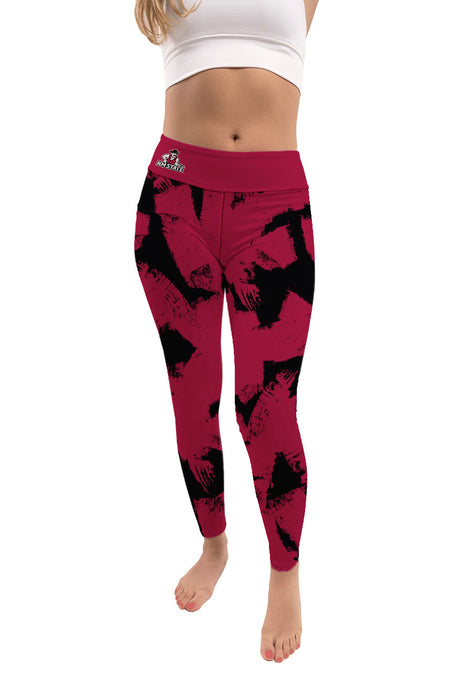 New Mexico State University Aggies, NMSU Aggies Vive La Fete Paint Brush Logo on Waist Women Crimson Yoga Leggings