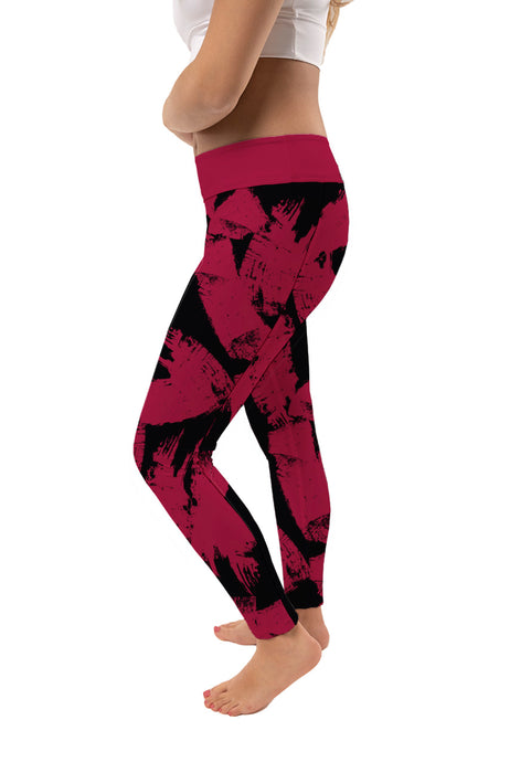 New Mexico State University Aggies, NMSU Aggies Vive La Fete Paint Brush Logo on Waist Women Crimson Yoga Leggings - Vive La Fête - Online Apparel Store