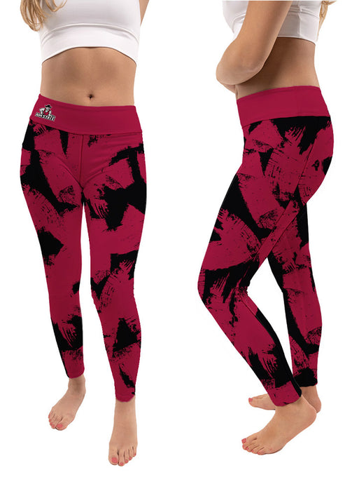 New Mexico State University Aggies, NMSU Aggies Vive La Fete Paint Brush Logo on Waist Women Crimson Yoga Leggings - Vive La Fête - Online Apparel Store