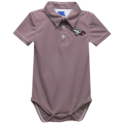 North Carolina Central Eagles Embroidered Maroon Stripe Knit Boys Polo Bodysuit