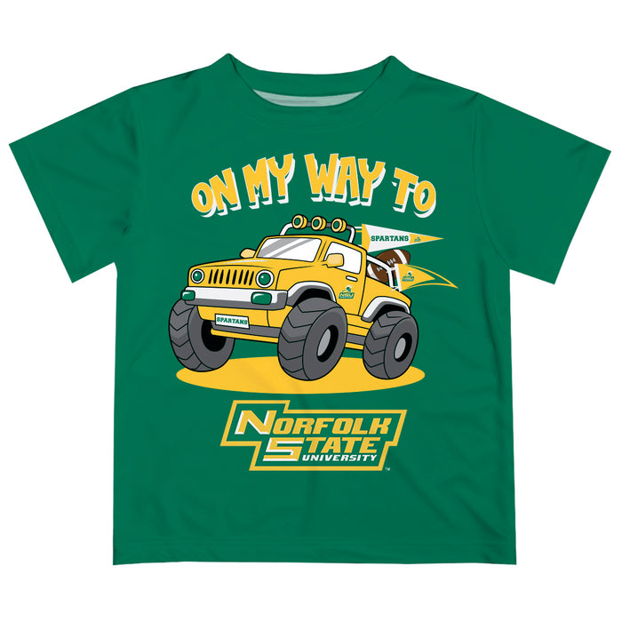 Norfolk State Spartans  Vive La Fete Monster Truck Boys Game Day Green Short Sleeve Tee