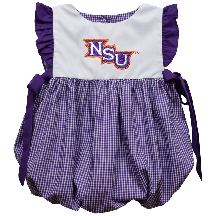 Northwestern State Demons Embroidered Purple Gingham Girls Bubble